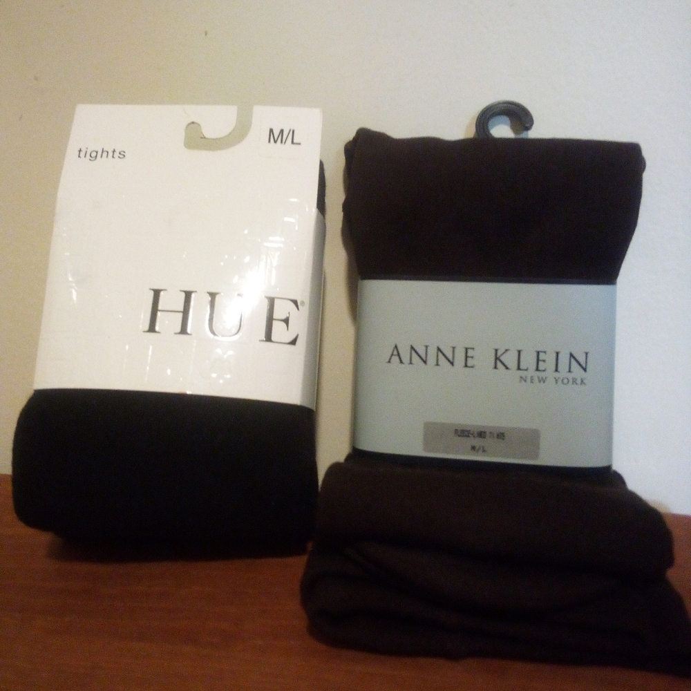 Women's Anne Klein And Hue Tights Fleece Lined And Sweater Size M/L 2 Pairs